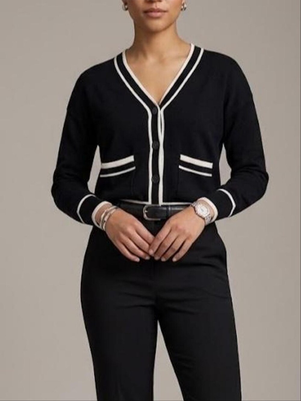 Nwt XL,L $99 Cyrus Chanel Black & White Trim Cardiga